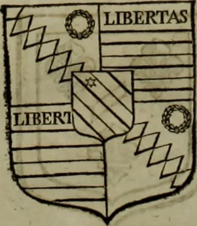 An illustration from Histoire généalogique et chronologique de la maison royale de France, des pairs, grands officiers de la couronne & de la maison du roy & des anciens barons du royaume : avec les qualitez, l'origine, le progrés & les armes de leurs familles; ensemble les statuts & le catalogue des chevaliers, commandeurs, & officiers de l'ordre du S. Esprit : le tovt dressé svr titres originaux, svr les registres des chartes du roy, du parlement, de la chambre des comptes, & du châtelet de Paris, cartulaires, manuscrits de la bibliotheque du roy, & d'autres cabinets curieux, 1726, leaf 267