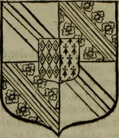 An illustration from Histoire généalogique et chronologique de la maison royale de France, des pairs, grands officiers de la couronne & de la maison du roy & des anciens barons du royaume : avec les qualitez, l'origine, le progrés & les armes de leurs familles; ensemble les statuts & le catalogue des chevaliers, commandeurs, & officiers de l'ordre du S. Esprit : le tovt dressé svr titres originaux, svr les registres des chartes du roy, du parlement, de la chambre des comptes, & du châtelet de Paris, cartulaires, manuscrits de la bibliotheque du roy, & d'autres cabinets curieux, 1726, leaf 269