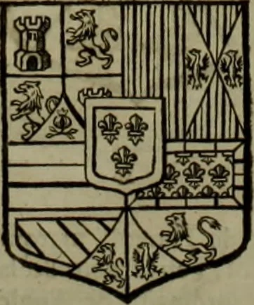 An illustration from Histoire généalogique et chronologique de la maison royale de France, des pairs, grands officiers de la couronne & de la maison du roy & des anciens barons du royaume : avec les qualitez, l'origine, le progrés & les armes de leurs familles; ensemble les statuts & le catalogue des chevaliers, commandeurs, & officiers de l'ordre du S. Esprit : le tovt dressé svr titres originaux, svr les registres des chartes du roy, du parlement, de la chambre des comptes, & du châtelet de Paris, cartulaires, manuscrits de la bibliotheque du roy, & d'autres cabinets curieux, 1726, leaf 269