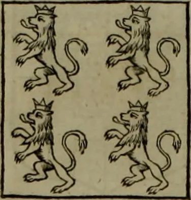 An illustration from Histoire généalogique et chronologique de la maison royale de France, des pairs, grands officiers de la couronne & de la maison du roy & des anciens barons du royaume : avec les qualitez, l'origine, le progrés & les armes de leurs familles; ensemble les statuts & le catalogue des chevaliers, commandeurs, & officiers de l'ordre du S. Esprit : le tovt dressé svr titres originaux, svr les registres des chartes du roy, du parlement, de la chambre des comptes, & du châtelet de Paris, cartulaires, manuscrits de la bibliotheque du roy, & d'autres cabinets curieux, 1726, leaf 273