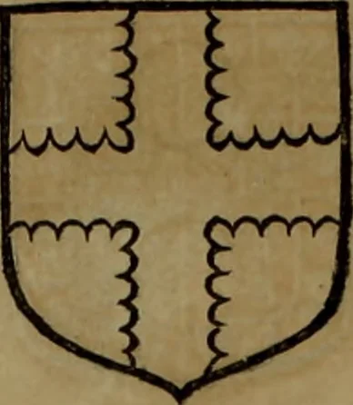 An illustration from Histoire généalogique et chronologique de la maison royale de France, des pairs, grands officiers de la couronne & de la maison du roy & des anciens barons du royaume : avec les qualitez, l'origine, le progrés & les armes de leurs familles; ensemble les statuts & le catalogue des chevaliers, commandeurs, & officiers de l'ordre du S. Esprit : le tovt dressé svr titres originaux, svr les registres des chartes du roy, du parlement, de la chambre des comptes, & du châtelet de Paris, cartulaires, manuscrits de la bibliotheque du roy, & d'autres cabinets curieux, 1726, leaf 279