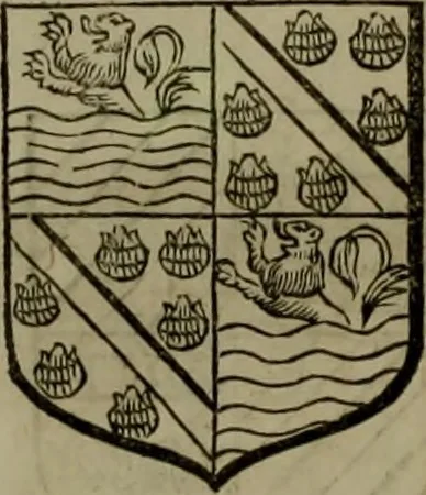 An illustration from Histoire généalogique et chronologique de la maison royale de France, des pairs, grands officiers de la couronne & de la maison du roy & des anciens barons du royaume : avec les qualitez, l'origine, le progrés & les armes de leurs familles; ensemble les statuts & le catalogue des chevaliers, commandeurs, & officiers de l'ordre du S. Esprit : le tovt dressé svr titres originaux, svr les registres des chartes du roy, du parlement, de la chambre des comptes, & du châtelet de Paris, cartulaires, manuscrits de la bibliotheque du roy, & d'autres cabinets curieux, 1726, leaf 281