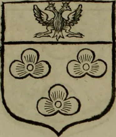 An illustration from Histoire généalogique et chronologique de la maison royale de France, des pairs, grands officiers de la couronne & de la maison du roy & des anciens barons du royaume : avec les qualitez, l'origine, le progrés & les armes de leurs familles; ensemble les statuts & le catalogue des chevaliers, commandeurs, & officiers de l'ordre du S. Esprit : le tovt dressé svr titres originaux, svr les registres des chartes du roy, du parlement, de la chambre des comptes, & du châtelet de Paris, cartulaires, manuscrits de la bibliotheque du roy, & d'autres cabinets curieux, 1726, leaf 282