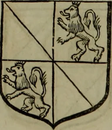 An illustration from Histoire généalogique et chronologique de la maison royale de France, des pairs, grands officiers de la couronne & de la maison du roy & des anciens barons du royaume : avec les qualitez, l'origine, le progrés & les armes de leurs familles; ensemble les statuts & le catalogue des chevaliers, commandeurs, & officiers de l'ordre du S. Esprit : le tovt dressé svr titres originaux, svr les registres des chartes du roy, du parlement, de la chambre des comptes, & du châtelet de Paris, cartulaires, manuscrits de la bibliotheque du roy, & d'autres cabinets curieux, 1726, leaf 284