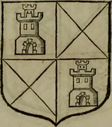 An illustration from Histoire généalogique et chronologique de la maison royale de France, des pairs, grands officiers de la couronne & de la maison du roy & des anciens barons du royaume : avec les qualitez, l'origine, le progrés & les armes de leurs familles; ensemble les statuts & le catalogue des chevaliers, commandeurs, & officiers de l'ordre du S. Esprit : le tovt dressé svr titres originaux, svr les registres des chartes du roy, du parlement, de la chambre des comptes, & du châtelet de Paris, cartulaires, manuscrits de la bibliotheque du roy, & d'autres cabinets curieux, 1726, leaf 285