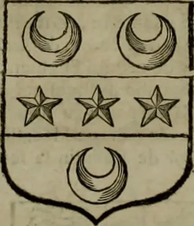 An illustration from Histoire généalogique et chronologique de la maison royale de France, des pairs, grands officiers de la couronne & de la maison du roy & des anciens barons du royaume : avec les qualitez, l'origine, le progrés & les armes de leurs familles; ensemble les statuts & le catalogue des chevaliers, commandeurs, & officiers de l'ordre du S. Esprit : le tovt dressé svr titres originaux, svr les registres des chartes du roy, du parlement, de la chambre des comptes, & du châtelet de Paris, cartulaires, manuscrits de la bibliotheque du roy, & d'autres cabinets curieux, 1726, leaf 285