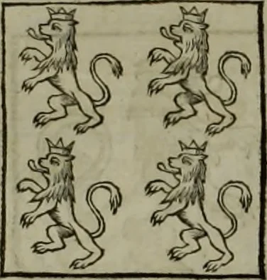 An illustration from Histoire généalogique et chronologique de la maison royale de France, des pairs, grands officiers de la couronne & de la maison du roy & des anciens barons du royaume : avec les qualitez, l'origine, le progrés & les armes de leurs familles; ensemble les statuts & le catalogue des chevaliers, commandeurs, & officiers de l'ordre du S. Esprit : le tovt dressé svr titres originaux, svr les registres des chartes du roy, du parlement, de la chambre des comptes, & du châtelet de Paris, cartulaires, manuscrits de la bibliotheque du roy, & d'autres cabinets curieux, 1726, leaf 287