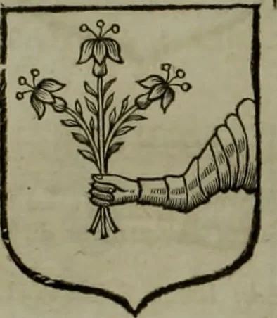 An illustration from Histoire généalogique et chronologique de la maison royale de France, des pairs, grands officiers de la couronne & de la maison du roy & des anciens barons du royaume : avec les qualitez, l'origine, le progrés & les armes de leurs familles; ensemble les statuts & le catalogue des chevaliers, commandeurs, & officiers de l'ordre du S. Esprit : le tovt dressé svr titres originaux, svr les registres des chartes du roy, du parlement, de la chambre des comptes, & du châtelet de Paris, cartulaires, manuscrits de la bibliotheque du roy, & d'autres cabinets curieux, 1726, leaf 289