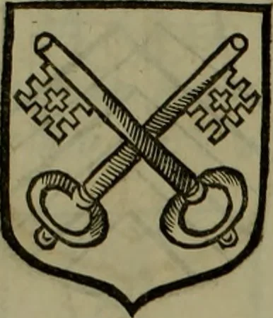 An illustration from Histoire généalogique et chronologique de la maison royale de France, des pairs, grands officiers de la couronne & de la maison du roy & des anciens barons du royaume : avec les qualitez, l'origine, le progrés & les armes de leurs familles; ensemble les statuts & le catalogue des chevaliers, commandeurs, & officiers de l'ordre du S. Esprit : le tovt dressé svr titres originaux, svr les registres des chartes du roy, du parlement, de la chambre des comptes, & du châtelet de Paris, cartulaires, manuscrits de la bibliotheque du roy, & d'autres cabinets curieux, 1726, leaf 290