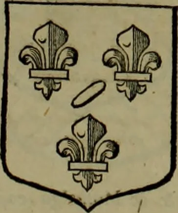An illustration from Histoire généalogique et chronologique de la maison royale de France, des pairs, grands officiers de la couronne & de la maison du roy & des anciens barons du royaume : avec les qualitez, l'origine, le progrés & les armes de leurs familles; ensemble les statuts & le catalogue des chevaliers, commandeurs, & officiers de l'ordre du S. Esprit : le tovt dressé svr titres originaux, svr les registres des chartes du roy, du parlement, de la chambre des comptes, & du châtelet de Paris, cartulaires, manuscrits de la bibliotheque du roy, & d'autres cabinets curieux, 1726, leaf 292