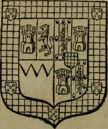 An illustration from Histoire généalogique et chronologique de la maison royale de France, des pairs, grands officiers de la couronne & de la maison du roy & des anciens barons du royaume : avec les qualitez, l'origine, le progrés & les armes de leurs familles; ensemble les statuts & le catalogue des chevaliers, commandeurs, & officiers de l'ordre du S. Esprit : le tovt dressé svr titres originaux, svr les registres des chartes du roy, du parlement, de la chambre des comptes, & du châtelet de Paris, cartulaires, manuscrits de la bibliotheque du roy, & d'autres cabinets curieux, 1726, leaf 298