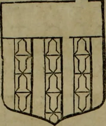 An illustration from Histoire généalogique et chronologique de la maison royale de France, des pairs, grands officiers de la couronne & de la maison du roy & des anciens barons du royaume : avec les qualitez, l'origine, le progrés & les armes de leurs familles; ensemble les statuts & le catalogue des chevaliers, commandeurs, & officiers de l'ordre du S. Esprit : le tovt dressé svr titres originaux, svr les registres des chartes du roy, du parlement, de la chambre des comptes, & du châtelet de Paris, cartulaires, manuscrits de la bibliotheque du roy, & d'autres cabinets curieux, 1726, leaf 301