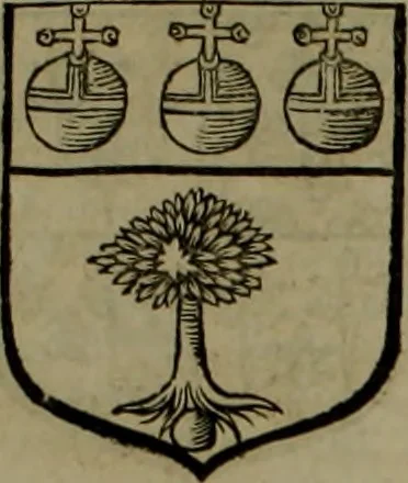 An illustration from Histoire généalogique et chronologique de la maison royale de France, des pairs, grands officiers de la couronne & de la maison du roy & des anciens barons du royaume : avec les qualitez, l'origine, le progrés & les armes de leurs familles; ensemble les statuts & le catalogue des chevaliers, commandeurs, & officiers de l'ordre du S. Esprit : le tovt dressé svr titres originaux, svr les registres des chartes du roy, du parlement, de la chambre des comptes, & du châtelet de Paris, cartulaires, manuscrits de la bibliotheque du roy, & d'autres cabinets curieux, 1726, leaf 322