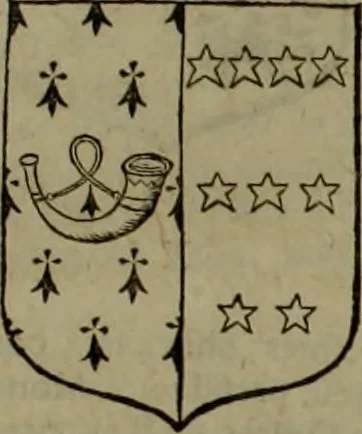 An illustration from Histoire généalogique et chronologique de la maison royale de France, des pairs, grands officiers de la couronne & de la maison du roy & des anciens barons du royaume : avec les qualitez, l'origine, le progrés & les armes de leurs familles; ensemble les statuts & le catalogue des chevaliers, commandeurs, & officiers de l'ordre du S. Esprit : le tovt dressé svr titres originaux, svr les registres des chartes du roy, du parlement, de la chambre des comptes, & du châtelet de Paris, cartulaires, manuscrits de la bibliotheque du roy, & d'autres cabinets curieux, 1726, leaf 324