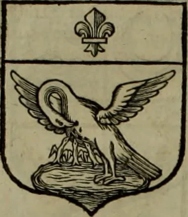 An illustration from Histoire généalogique et chronologique de la maison royale de France, des pairs, grands officiers de la couronne & de la maison du roy & des anciens barons du royaume : avec les qualitez, l'origine, le progrés & les armes de leurs familles; ensemble les statuts & le catalogue des chevaliers, commandeurs, & officiers de l'ordre du S. Esprit : le tovt dressé svr titres originaux, svr les registres des chartes du roy, du parlement, de la chambre des comptes, & du châtelet de Paris, cartulaires, manuscrits de la bibliotheque du roy, & d'autres cabinets curieux, 1726, leaf 327