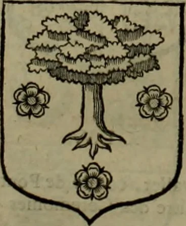 An illustration from Histoire généalogique et chronologique de la maison royale de France, des pairs, grands officiers de la couronne & de la maison du roy & des anciens barons du royaume : avec les qualitez, l'origine, le progrés & les armes de leurs familles; ensemble les statuts & le catalogue des chevaliers, commandeurs, & officiers de l'ordre du S. Esprit : le tovt dressé svr titres originaux, svr les registres des chartes du roy, du parlement, de la chambre des comptes, & du châtelet de Paris, cartulaires, manuscrits de la bibliotheque du roy, & d'autres cabinets curieux, 1726, leaf 327
