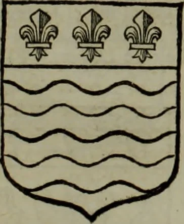 An illustration from Histoire généalogique et chronologique de la maison royale de France, des pairs, grands officiers de la couronne & de la maison du roy & des anciens barons du royaume : avec les qualitez, l'origine, le progrés & les armes de leurs familles; ensemble les statuts & le catalogue des chevaliers, commandeurs, & officiers de l'ordre du S. Esprit : le tovt dressé svr titres originaux, svr les registres des chartes du roy, du parlement, de la chambre des comptes, & du châtelet de Paris, cartulaires, manuscrits de la bibliotheque du roy, & d'autres cabinets curieux, 1726, leaf 338