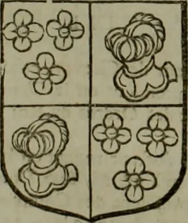 An illustration from Histoire généalogique et chronologique de la maison royale de France, des pairs, grands officiers de la couronne & de la maison du roy & des anciens barons du royaume : avec les qualitez, l'origine, le progrés & les armes de leurs familles; ensemble les statuts & le catalogue des chevaliers, commandeurs, & officiers de l'ordre du S. Esprit : le tovt dressé svr titres originaux, svr les registres des chartes du roy, du parlement, de la chambre des comptes, & du châtelet de Paris, cartulaires, manuscrits de la bibliotheque du roy, & d'autres cabinets curieux, 1726, leaf 340