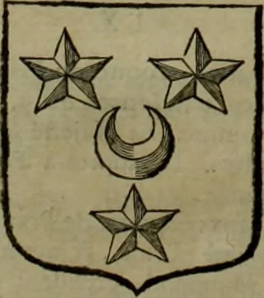 An illustration from Histoire généalogique et chronologique de la maison royale de France, des pairs, grands officiers de la couronne & de la maison du roy & des anciens barons du royaume : avec les qualitez, l'origine, le progrés & les armes de leurs familles; ensemble les statuts & le catalogue des chevaliers, commandeurs, & officiers de l'ordre du S. Esprit : le tovt dressé svr titres originaux, svr les registres des chartes du roy, du parlement, de la chambre des comptes, & du châtelet de Paris, cartulaires, manuscrits de la bibliotheque du roy, & d'autres cabinets curieux, 1726, leaf 345
