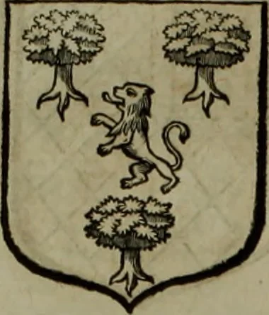 An illustration from Histoire généalogique et chronologique de la maison royale de France, des pairs, grands officiers de la couronne & de la maison du roy & des anciens barons du royaume : avec les qualitez, l'origine, le progrés & les armes de leurs familles; ensemble les statuts & le catalogue des chevaliers, commandeurs, & officiers de l'ordre du S. Esprit : le tovt dressé svr titres originaux, svr les registres des chartes du roy, du parlement, de la chambre des comptes, & du châtelet de Paris, cartulaires, manuscrits de la bibliotheque du roy, & d'autres cabinets curieux, 1726, leaf 347