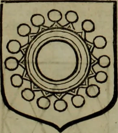 An illustration from Histoire généalogique et chronologique de la maison royale de France, des pairs, grands officiers de la couronne & de la maison du roy & des anciens barons du royaume : avec les qualitez, l'origine, le progrés & les armes de leurs familles; ensemble les statuts & le catalogue des chevaliers, commandeurs, & officiers de l'ordre du S. Esprit : le tovt dressé svr titres originaux, svr les registres des chartes du roy, du parlement, de la chambre des comptes, & du châtelet de Paris, cartulaires, manuscrits de la bibliotheque du roy, & d'autres cabinets curieux, 1726, leaf 348
