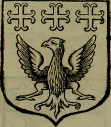 An illustration from Histoire généalogique et chronologique de la maison royale de France, des pairs, grands officiers de la couronne & de la maison du roy & des anciens barons du royaume : avec les qualitez, l'origine, le progrés & les armes de leurs familles; ensemble les statuts & le catalogue des chevaliers, commandeurs, & officiers de l'ordre du S. Esprit : le tovt dressé svr titres originaux, svr les registres des chartes du roy, du parlement, de la chambre des comptes, & du châtelet de Paris, cartulaires, manuscrits de la bibliotheque du roy, & d'autres cabinets curieux, 1726, leaf 354