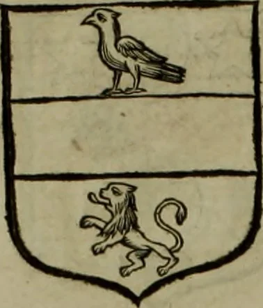 An illustration from Histoire généalogique et chronologique de la maison royale de France, des pairs, grands officiers de la couronne & de la maison du roy & des anciens barons du royaume : avec les qualitez, l'origine, le progrés & les armes de leurs familles; ensemble les statuts & le catalogue des chevaliers, commandeurs, & officiers de l'ordre du S. Esprit : le tovt dressé svr titres originaux, svr les registres des chartes du roy, du parlement, de la chambre des comptes, & du châtelet de Paris, cartulaires, manuscrits de la bibliotheque du roy, & d'autres cabinets curieux, 1726, leaf 357