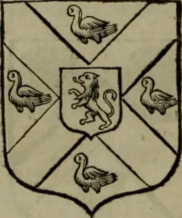 An illustration from Histoire généalogique et chronologique de la maison royale de France, des pairs, grands officiers de la couronne & de la maison du roy & des anciens barons du royaume : avec les qualitez, l'origine, le progrés & les armes de leurs familles; ensemble les statuts & le catalogue des chevaliers, commandeurs, & officiers de l'ordre du S. Esprit : le tovt dressé svr titres originaux, svr les registres des chartes du roy, du parlement, de la chambre des comptes, & du châtelet de Paris, cartulaires, manuscrits de la bibliotheque du roy, & d'autres cabinets curieux, 1726, leaf 359