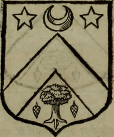 An illustration from Histoire généalogique et chronologique de la maison royale de France, des pairs, grands officiers de la couronne & de la maison du roy & des anciens barons du royaume : avec les qualitez, l'origine, le progrés & les armes de leurs familles; ensemble les statuts & le catalogue des chevaliers, commandeurs, & officiers de l'ordre du S. Esprit : le tovt dressé svr titres originaux, svr les registres des chartes du roy, du parlement, de la chambre des comptes, & du châtelet de Paris, cartulaires, manuscrits de la bibliotheque du roy, & d'autres cabinets curieux, 1726, leaf 373
