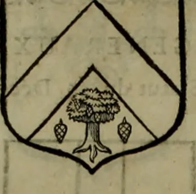An illustration from Histoire généalogique et chronologique de la maison royale de France, des pairs, grands officiers de la couronne & de la maison du roy & des anciens barons du royaume : avec les qualitez, l'origine, le progrés & les armes de leurs familles; ensemble les statuts & le catalogue des chevaliers, commandeurs, & officiers de l'ordre du S. Esprit : le tovt dressé svr titres originaux, svr les registres des chartes du roy, du parlement, de la chambre des comptes, & du châtelet de Paris, cartulaires, manuscrits de la bibliotheque du roy, & d'autres cabinets curieux, 1726, leaf 375