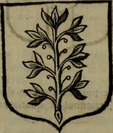 An illustration from Histoire généalogique et chronologique de la maison royale de France, des pairs, grands officiers de la couronne & de la maison du roy & des anciens barons du royaume : avec les qualitez, l'origine, le progrés & les armes de leurs familles; ensemble les statuts & le catalogue des chevaliers, commandeurs, & officiers de l'ordre du S. Esprit : le tovt dressé svr titres originaux, svr les registres des chartes du roy, du parlement, de la chambre des comptes, & du châtelet de Paris, cartulaires, manuscrits de la bibliotheque du roy, & d'autres cabinets curieux, 1726, leaf 375