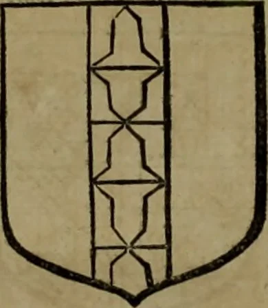 An illustration from Histoire généalogique et chronologique de la maison royale de France, des pairs, grands officiers de la couronne & de la maison du roy & des anciens barons du royaume : avec les qualitez, l'origine, le progrés & les armes de leurs familles; ensemble les statuts & le catalogue des chevaliers, commandeurs, & officiers de l'ordre du S. Esprit : le tovt dressé svr titres originaux, svr les registres des chartes du roy, du parlement, de la chambre des comptes, & du châtelet de Paris, cartulaires, manuscrits de la bibliotheque du roy, & d'autres cabinets curieux, 1726, leaf 63