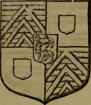 An illustration from Histoire généalogique et chronologique de la maison royale de France, des pairs, grands officiers de la couronne & de la maison du roy & des anciens barons du royaume : avec les qualitez, l'origine, le progrés & les armes de leurs familles; ensemble les statuts & le catalogue des chevaliers, commandeurs, & officiers de l'ordre du S. Esprit : le tovt dressé svr titres originaux, svr les registres des chartes du roy, du parlement, de la chambre des comptes, & du châtelet de Paris, cartulaires, manuscrits de la bibliotheque du roy, & d'autres cabinets curieux, 1726, leaf 64