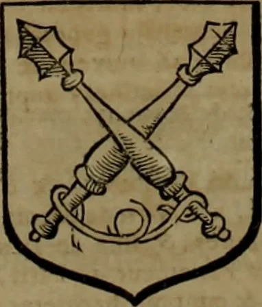 An illustration from Histoire généalogique et chronologique de la maison royale de France, des pairs, grands officiers de la couronne & de la maison du roy & des anciens barons du royaume : avec les qualitez, l'origine, le progrés & les armes de leurs familles; ensemble les statuts & le catalogue des chevaliers, commandeurs, & officiers de l'ordre du S. Esprit : le tovt dressé svr titres originaux, svr les registres des chartes du roy, du parlement, de la chambre des comptes, & du châtelet de Paris, cartulaires, manuscrits de la bibliotheque du roy, & d'autres cabinets curieux, 1726, leaf 67
