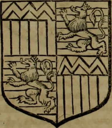 An illustration from Histoire généalogique et chronologique de la maison royale de France, des pairs, grands officiers de la couronne & de la maison du roy & des anciens barons du royaume : avec les qualitez, l'origine, le progrés & les armes de leurs familles; ensemble les statuts & le catalogue des chevaliers, commandeurs, & officiers de l'ordre du S. Esprit : le tovt dressé svr titres originaux, svr les registres des chartes du roy, du parlement, de la chambre des comptes, & du châtelet de Paris, cartulaires, manuscrits de la bibliotheque du roy, & d'autres cabinets curieux, 1726, leaf 68