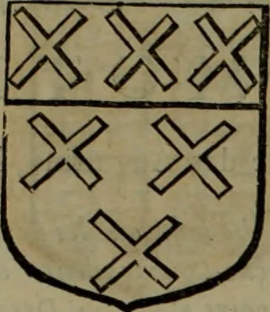 An illustration from Histoire généalogique et chronologique de la maison royale de France, des pairs, grands officiers de la couronne & de la maison du roy & des anciens barons du royaume : avec les qualitez, l'origine, le progrés & les armes de leurs familles; ensemble les statuts & le catalogue des chevaliers, commandeurs, & officiers de l'ordre du S. Esprit : le tovt dressé svr titres originaux, svr les registres des chartes du roy, du parlement, de la chambre des comptes, & du châtelet de Paris, cartulaires, manuscrits de la bibliotheque du roy, & d'autres cabinets curieux, 1726, leaf 70