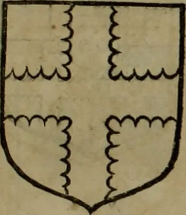 An illustration from Histoire généalogique et chronologique de la maison royale de France, des pairs, grands officiers de la couronne & de la maison du roy & des anciens barons du royaume : avec les qualitez, l'origine, le progrés & les armes de leurs familles; ensemble les statuts & le catalogue des chevaliers, commandeurs, & officiers de l'ordre du S. Esprit : le tovt dressé svr titres originaux, svr les registres des chartes du roy, du parlement, de la chambre des comptes, & du châtelet de Paris, cartulaires, manuscrits de la bibliotheque du roy, & d'autres cabinets curieux, 1726, leaf 72