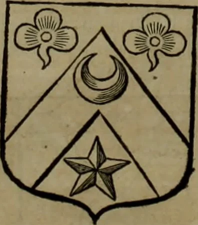 An illustration from Histoire généalogique et chronologique de la maison royale de France, des pairs, grands officiers de la couronne & de la maison du roy & des anciens barons du royaume : avec les qualitez, l'origine, le progrés & les armes de leurs familles; ensemble les statuts & le catalogue des chevaliers, commandeurs, & officiers de l'ordre du S. Esprit : le tovt dressé svr titres originaux, svr les registres des chartes du roy, du parlement, de la chambre des comptes, & du châtelet de Paris, cartulaires, manuscrits de la bibliotheque du roy, & d'autres cabinets curieux, 1726, leaf 73