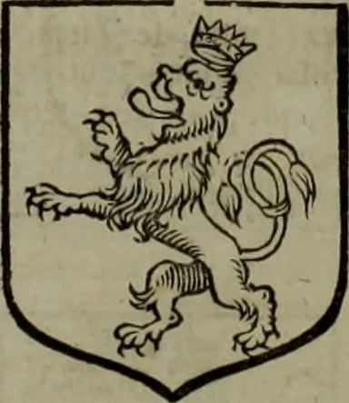 An illustration from Histoire généalogique et chronologique de la maison royale de France, des pairs, grands officiers de la couronne & de la maison du roy & des anciens barons du royaume : avec les qualitez, l'origine, le progrés & les armes de leurs familles; ensemble les statuts & le catalogue des chevaliers, commandeurs, & officiers de l'ordre du S. Esprit : le tovt dressé svr titres originaux, svr les registres des chartes du roy, du parlement, de la chambre des comptes, & du châtelet de Paris, cartulaires, manuscrits de la bibliotheque du roy, & d'autres cabinets curieux, 1726, leaf 77
