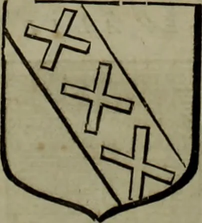 An illustration from Histoire généalogique et chronologique de la maison royale de France, des pairs, grands officiers de la couronne & de la maison du roy & des anciens barons du royaume : avec les qualitez, l'origine, le progrés & les armes de leurs familles; ensemble les statuts & le catalogue des chevaliers, commandeurs, & officiers de l'ordre du S. Esprit : le tovt dressé svr titres originaux, svr les registres des chartes du roy, du parlement, de la chambre des comptes, & du châtelet de Paris, cartulaires, manuscrits de la bibliotheque du roy, & d'autres cabinets curieux, 1726, leaf 83
