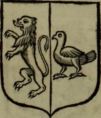 An illustration from Histoire généalogique et chronologique de la maison royale de France, des pairs, grands officiers de la couronne & de la maison du roy & des anciens barons du royaume : avec les qualitez, l'origine, le progrés & les armes de leurs familles; ensemble les statuts & le catalogue des chevaliers, commandeurs, & officiers de l'ordre du S. Esprit : le tovt dressé svr titres originaux, svr les registres des chartes du roy, du parlement, de la chambre des comptes, & du châtelet de Paris, cartulaires, manuscrits de la bibliotheque du roy, & d'autres cabinets curieux, 1726, leaf 90