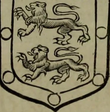 An illustration from Histoire généalogique et chronologique de la maison royale de France, des pairs, grands officiers de la couronne & de la maison du roy & des anciens barons du royaume : avec les qualitez, l'origine, le progrés & les armes de leurs familles; ensemble les statuts & le catalogue des chevaliers, commandeurs, & officiers de l'ordre du S. Esprit : le tovt dressé svr titres originaux, svr les registres des chartes du roy, du parlement, de la chambre des comptes, & du châtelet de Paris, cartulaires, manuscrits de la bibliotheque du roy, & d'autres cabinets curieux, 1726, leaf 91
