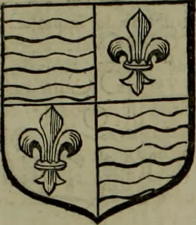 An illustration from Histoire généalogique et chronologique de la maison royale de France, des pairs, grands officiers de la couronne & de la maison du roy & des anciens barons du royaume : avec les qualitez, l'origine, le progrés & les armes de leurs familles; ensemble les statuts & le catalogue des chevaliers, commandeurs, & officiers de l'ordre du S. Esprit : le tovt dressé svr titres originaux, svr les registres des chartes du roy, du parlement, de la chambre des comptes, & du châtelet de Paris, cartulaires, manuscrits de la bibliotheque du roy, & d'autres cabinets curieux, 1726, leaf 92