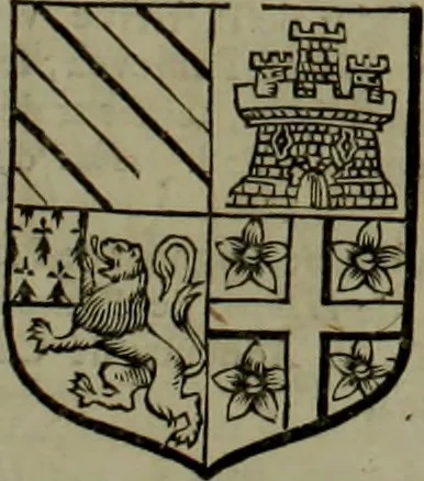 An illustration from Histoire généalogique et chronologique de la maison royale de France, des pairs, grands officiers de la couronne & de la maison du roy & des anciens barons du royaume : avec les qualitez, l'origine, le progrés & les armes de leurs familles; ensemble les statuts & le catalogue des chevaliers, commandeurs, & officiers de l'ordre du S. Esprit : le tovt dressé svr titres originaux, svr les registres des chartes du roy, du parlement, de la chambre des comptes, & du châtelet de Paris, cartulaires, manuscrits de la bibliotheque du roy, & d'autres cabinets curieux, 1726, leaf 94