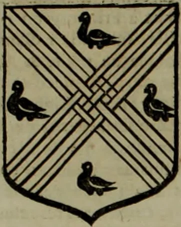 An illustration from Histoire généalogique et chronologique de la maison royale de France, des pairs, grands officiers de la couronne & de la maison du roy & des anciens barons du royaume : avec les qualitez, l'origine, le progrés & les armes de leurs familles; ensemble les statuts & le catalogue des chevaliers, commandeurs, & officiers de l'ordre du S. Esprit : le tovt dressé svr titres originaux, svr les registres des chartes du roy, du parlement, de la chambre des comptes, & du châtelet de Paris, cartulaires, manuscrits de la bibliotheque du roy, & d'autres cabinets curieux, 1726, leaf 98