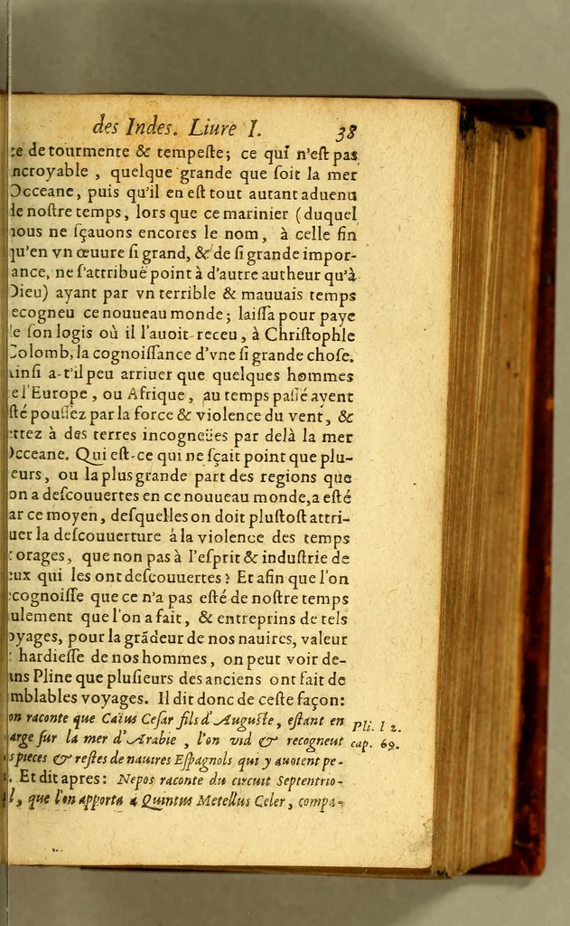 An illustration from Histoire naturelle et morale des Indes, tant Orientales, qu'Occidentales. : où il est traicté des choses remarquables du ciel, des elemens ... qui sont propres de ce pays, : ensemble des murs, ceremonies ... des mesmes Indiens., 1617, leaf 133
