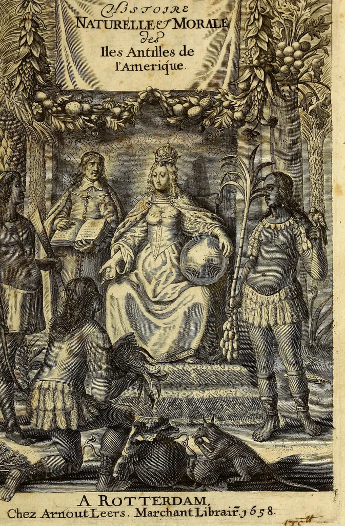 An illustration from Histoire naturelle et morale des iles Antilles de l'Amerique. : Enrichie de plusieurs belles figures des raretez les plus considerables qui y sont d'écrites. : Avec vn vocabulaire Caraïbe, 1658, leaf 5