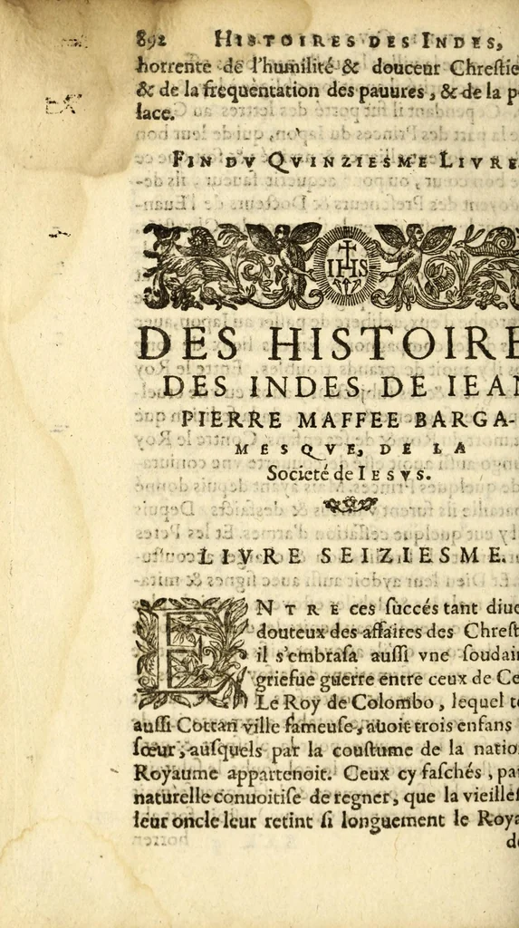 An illustration from Histoires des Indes,, 1604, leaf 904