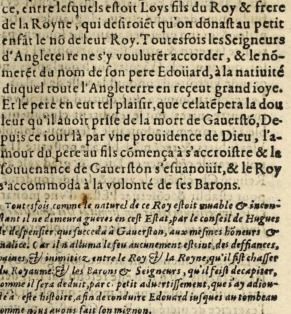 An illustration from Histoire tragique et memorable de Pierre de Gaverston gentil homme gascon, jadis le mignon d'Edoüard 2. Roy d'Angleterre /, 1588, leaf 39