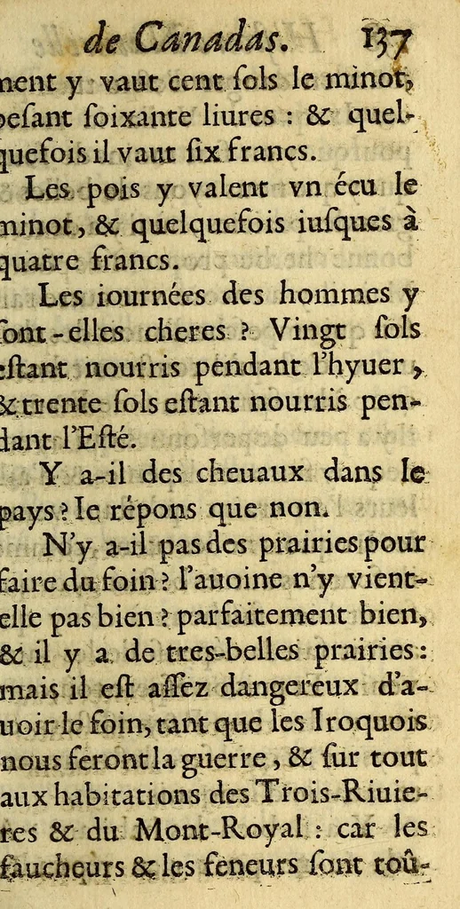 An illustration from Histoire veritable et naturelle des moeurs & productions du pays de la Nouuelle France, vulgairement dite le Canada., 1664, leaf 167